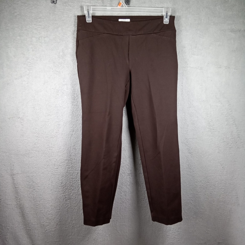 Charter Club Cambridge Slim Petite Brown Pull On Pants Tummy Control 8P Workwear